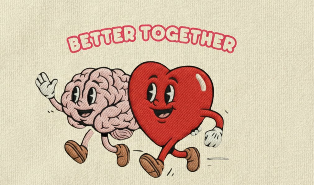 The Heart and Mind, Embroidered Heavy Weight Cotton Hoodie