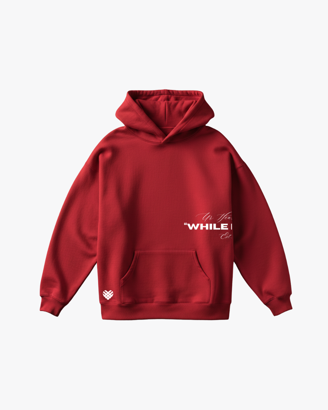 The "While I'm Here" Heavyweight pullover hoodie (Rose)