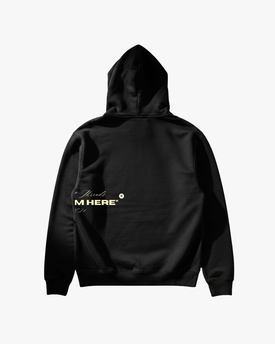 The "While I'm Here" Heavyweight pullover hoodie (Black)