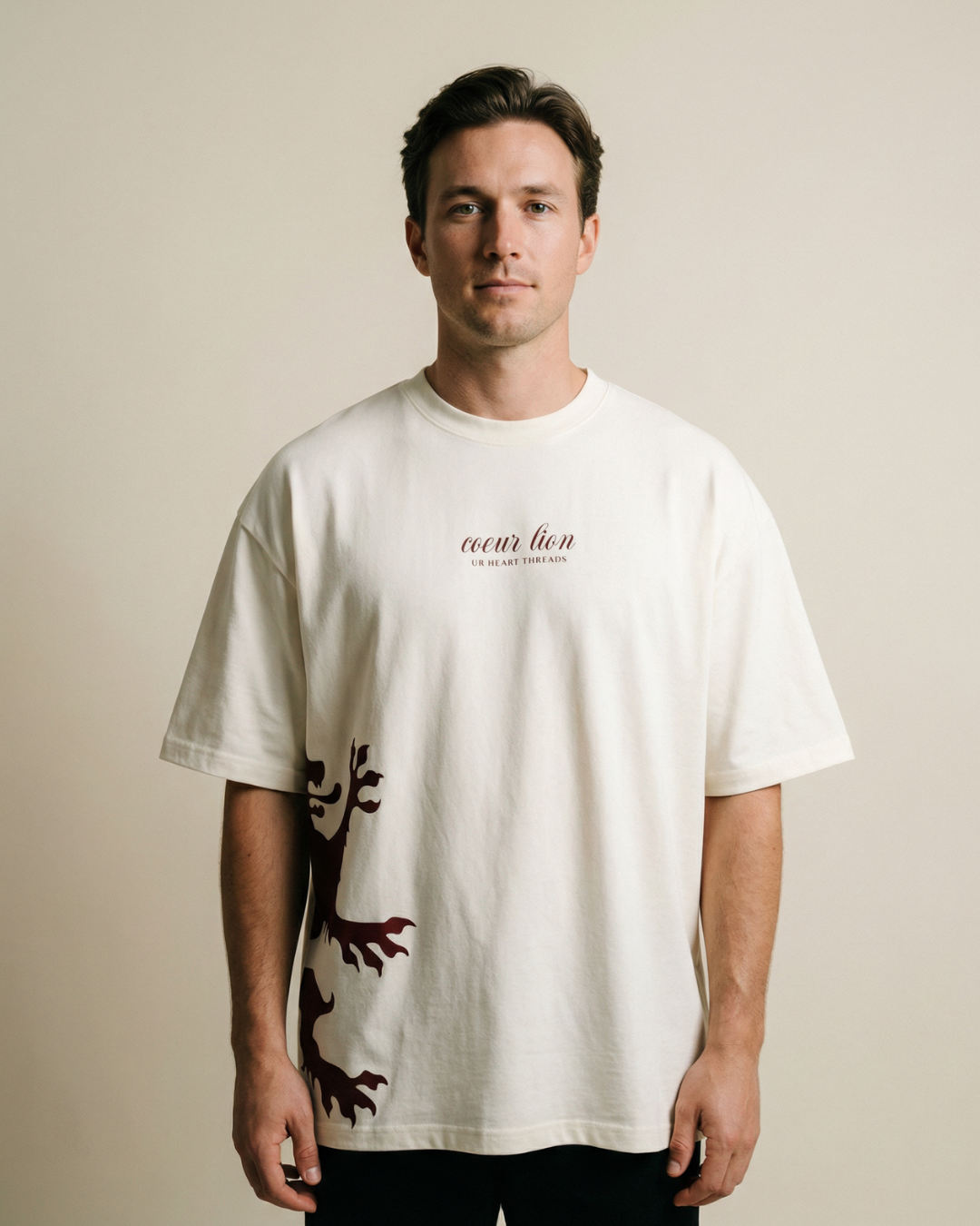 The Lion Heart, Heavyweight Cotton Tee (Crème)