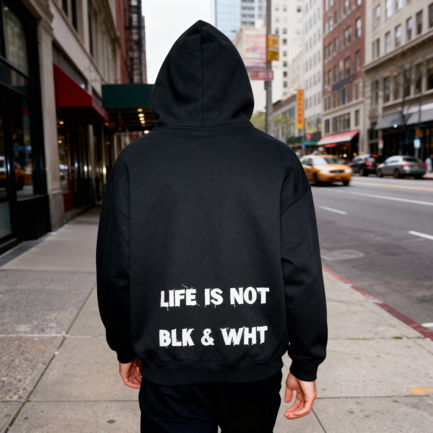 The Marble, distressed cotton patched heavyweight hoodie.