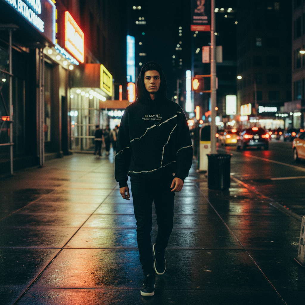 The Marble, distressed cotton patched heavyweight hoodie.