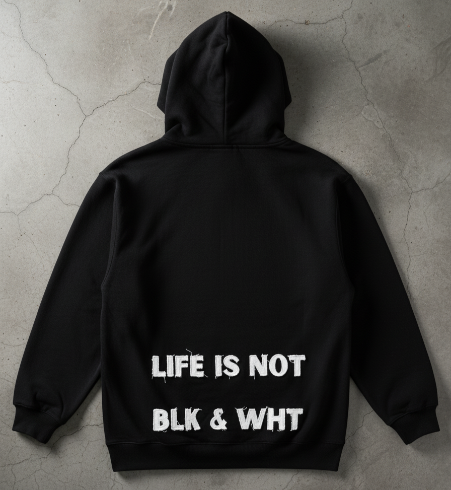 The Marble, distressed cotton patched heavyweight hoodie.
