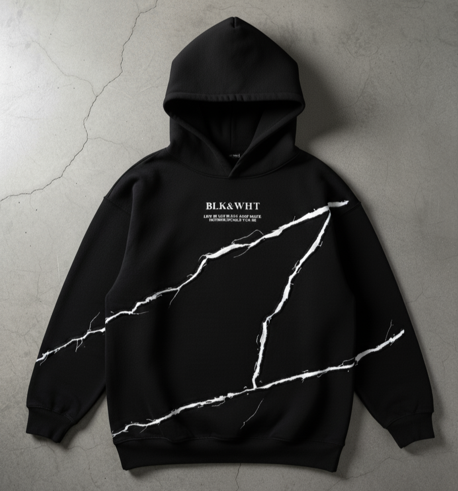 The Marble, distressed cotton patched heavyweight hoodie.