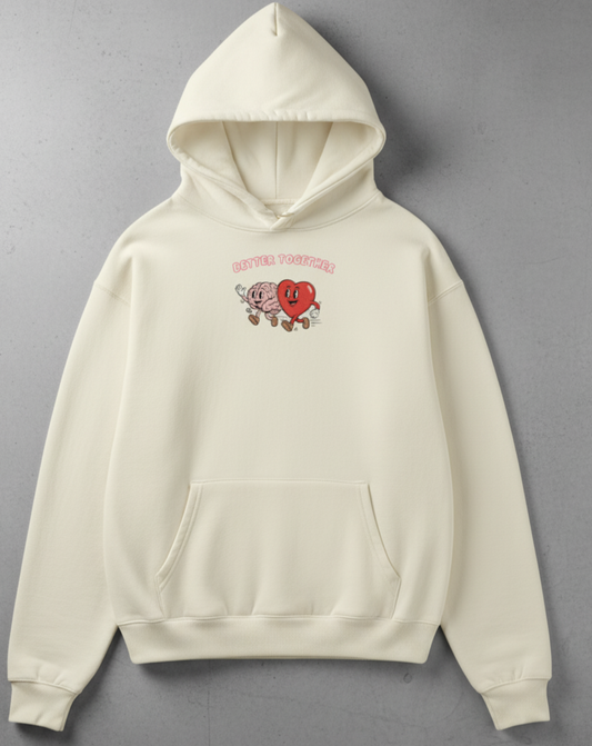 The Heart and Mind, Embroidered Heavy Weight Cotton Hoodie