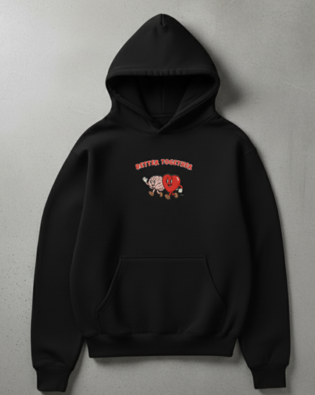 The Heart and Mind, Embroidered Heavy Weight Cotton Hoodie